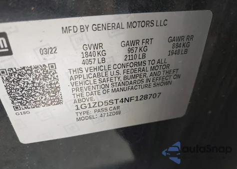 2022 Chevrolet Malibu Fwd Lt из США, поврежденный, VIN 1G1ZD5ST4NF128707